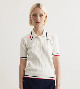 Serif Logo Mila Polo Short Sleeves - White