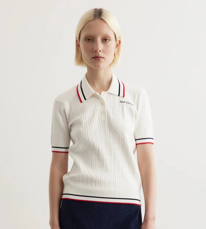 Serif Logo Mila Polo Short Sleeves - White