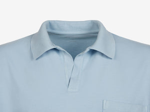 T-Shirt Crew Cotton Jersey Garment Dyed Polo T Shirt - Sky Blue