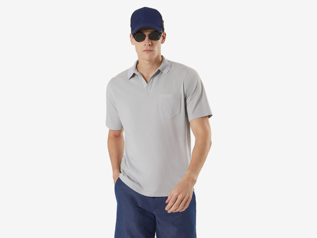T-Shirt Crew Cotton Jersey Garment Dyed Polo T Shirt - Pearl Grey