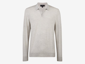 Lasca Super Fine Virgin Wool Polo Sweater - Pearl Grey