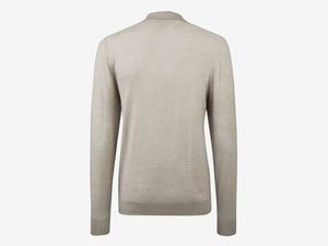 Lasca Super Fine Virgin Wool Polo Sweater - Pearl Grey