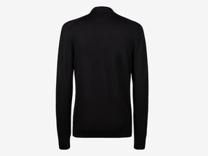 Lasca Super Fine Virgin Wool Polo Sweater - Caviar