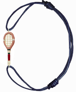 Tennis Enamel Cord Bracelet - Sand Pink/Eco Deep Blue
