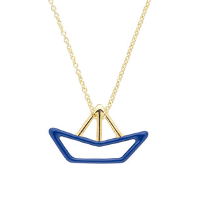 Barquito Enamel Necklace - Electric Blue