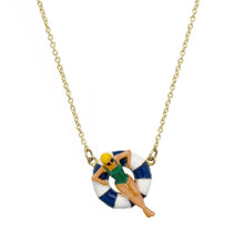 Load image into Gallery viewer, Flotadora Necklace - El.Blue/ Snow White/Mint Green
