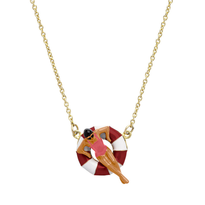 Flotadora Necklace - Burgundy/Snow White/Bubble Gum
