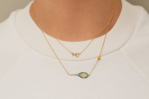 Tennis Pelota Enamel Necklace - Pistacchio Green