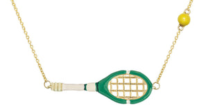 Tennis Pelota Enamel Necklace - Pistacchio Green