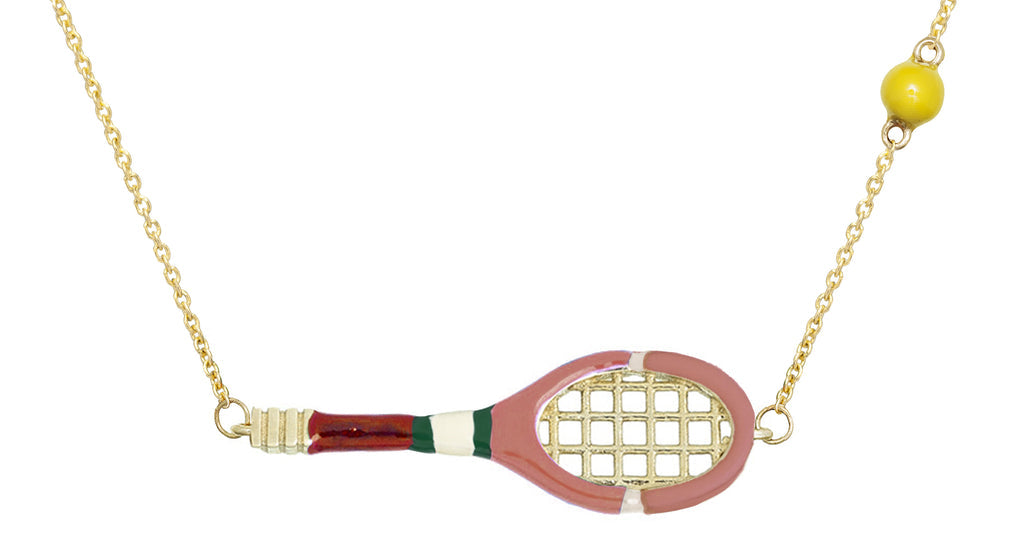 Tennis Pelota Enamel Necklace - Sand Pink