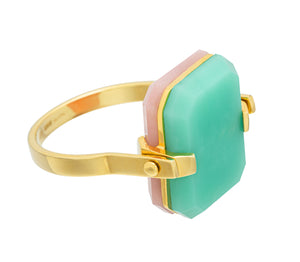 Sandwich Deco Ring Cr+Op.Rosa - Yellow Gold