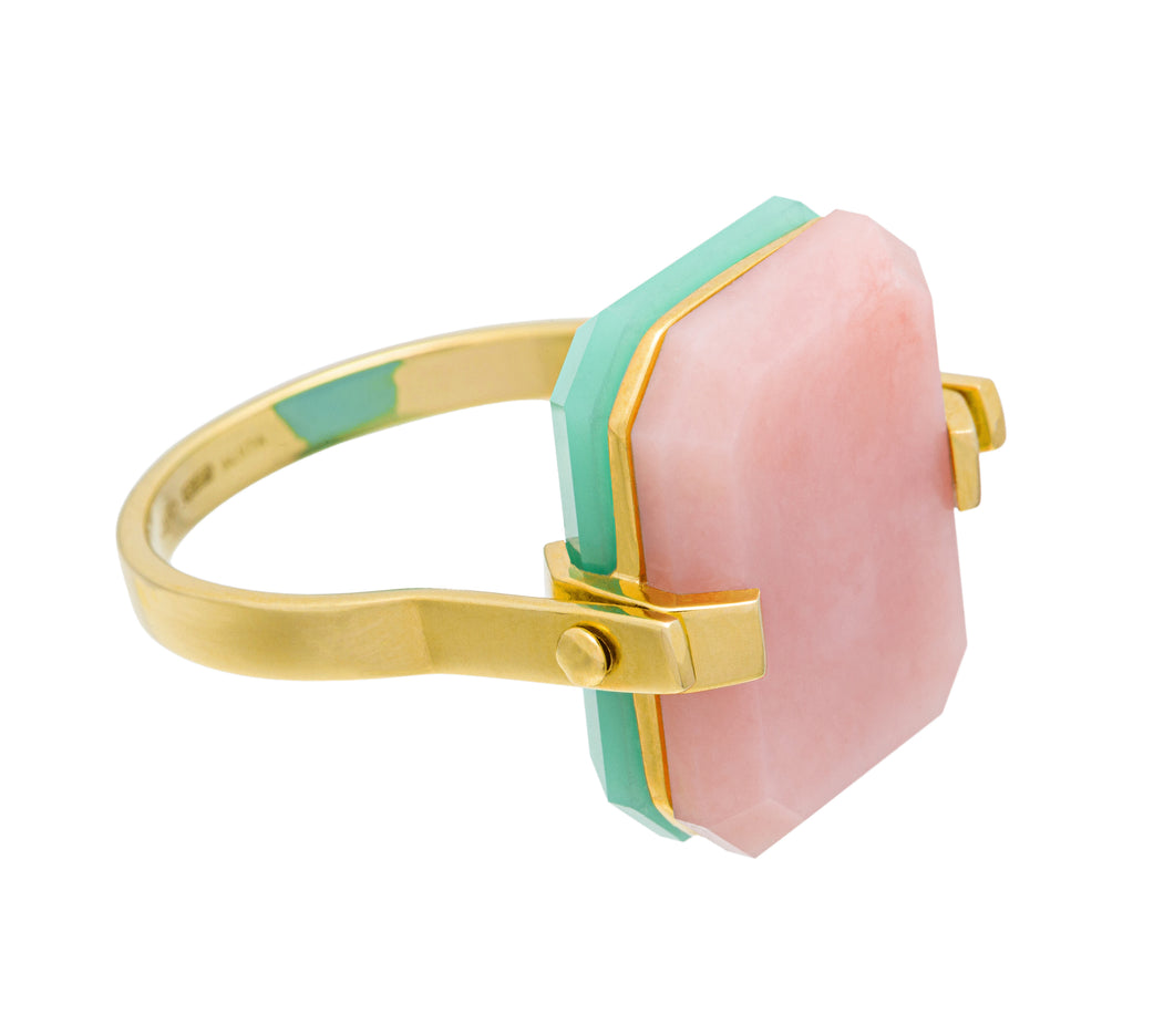 Sandwich Deco Ring Cr+Op.Rosa - Yellow Gold