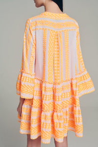 Ella Sleeveless Short Dress - Orange/White