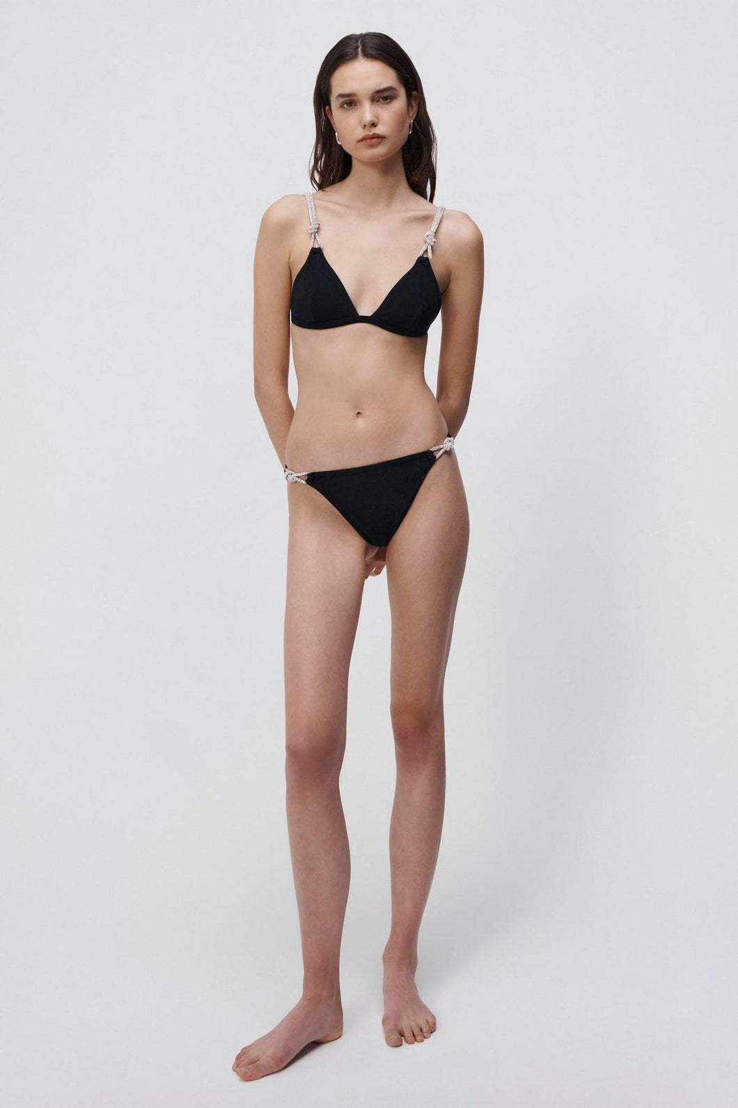 Brighton Diamante Strap Bikini Top - Black