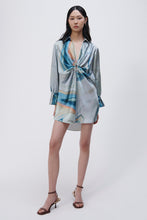 Load image into Gallery viewer, Roma Marble Printed Satin Draped Front Mini Dress - Laguna Marble Print

