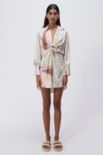 Load image into Gallery viewer, Roma Marble Printed Satin Draped Front Mini Dress - Seafoam Marble Print
