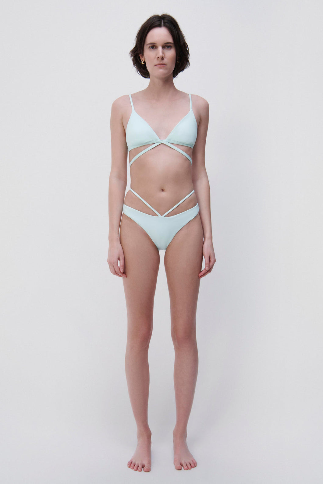 Emmalyn Solid Swimwear Strappy Bikini Bottom - Seafoam