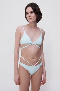 Emmalyn Solid Swimwear Strappy Bikini Bottom - Seafoam