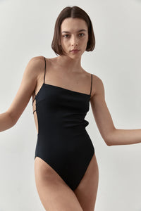 FINE STRAP ONE PIECE- BLACK