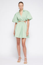 Load image into Gallery viewer, Aulora Cotton Poplin Balloon Sleeve Mini Dress - Spring Green
