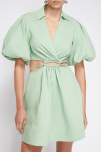 Load image into Gallery viewer, Aulora Cotton Poplin Balloon Sleeve Mini Dress - Spring Green
