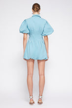 Load image into Gallery viewer, Cleo Cotton Poplin Balloon Pintuck Mini Dress - Celeste Blue
