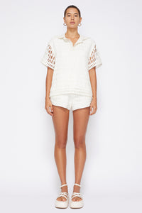 Rossi Cotton Mesh Short-sleeved Polo - Natural