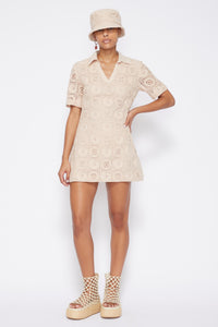 Gabrielle Shell Crochet Cover-Ups Mini Skirt Dress - Dune