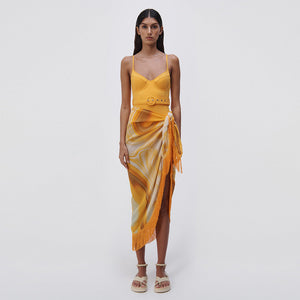 Eloise Marble Printed Cover-Ups Sarong Mini Skirt - Zinnia Marble