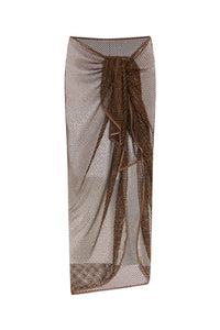 Doris Crystal Mesh Cover-Ups Sarong Mini Skirt - Caraway