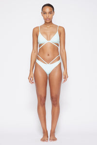 Harlen Solid Swimwear Tie Front Bikini Top - Seafoam