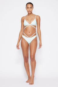 Harlen Solid Swimwear Tie Front Bikini Top - Seafoam