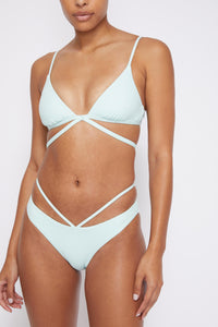 Harlen Solid Swimwear Tie Front Bikini Top - Seafoam