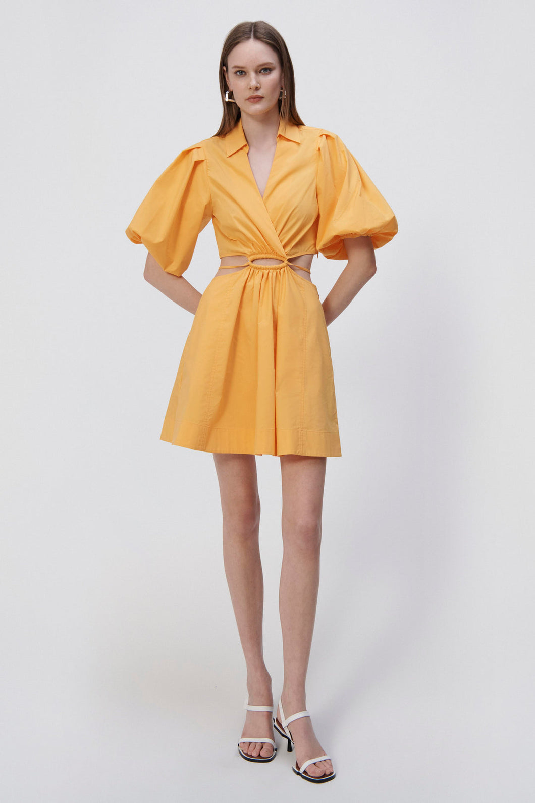 Aulora Cotton Poplin Balloon Sleeve Mini Dress - Zinnia