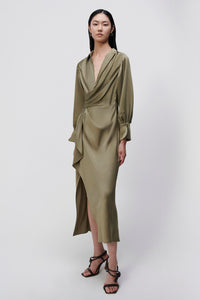 Talita Classic Draped Front Midi Dress - Willow