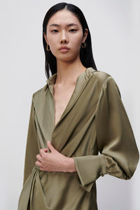 Talita Classic Draped Front Midi Dress - Willow