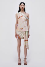 Load image into Gallery viewer, Mae Marble Printed Satin Draped Mini Skirt - Seafoam Marble Print

