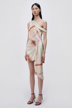 Load image into Gallery viewer, Mae Marble Printed Satin Draped Mini Skirt - Seafoam Marble Print
