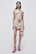 Load image into Gallery viewer, Mae Marble Printed Satin Draped Mini Skirt - Seafoam Marble Print
