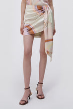 Load image into Gallery viewer, Mae Marble Printed Satin Draped Mini Skirt - Seafoam Marble Print
