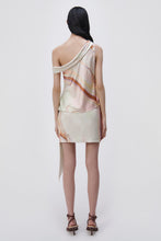 Load image into Gallery viewer, Mae Marble Printed Satin Draped Mini Skirt - Seafoam Marble Print
