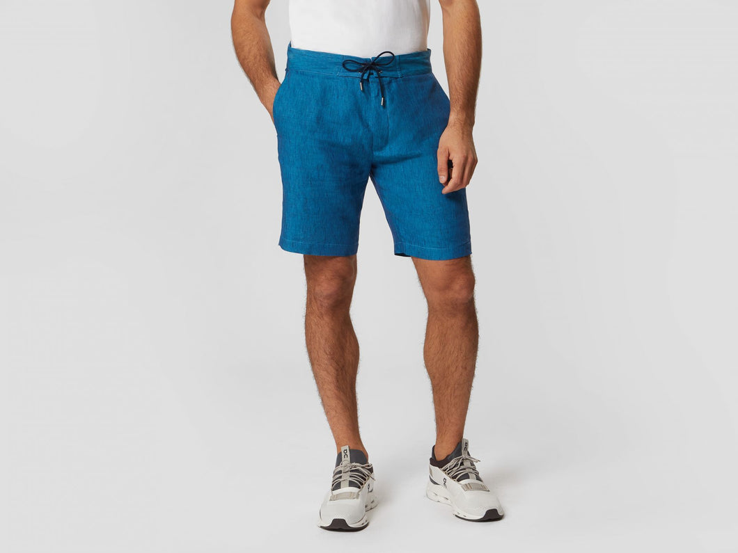 Sunset Short Linen Drawstring Short Pants - Blue