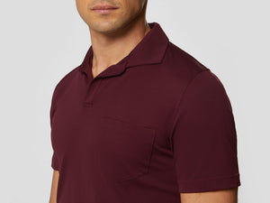 T-Shirt Crew Cotton Jersery Garment Dyed Polo T Shirt - Dark Red