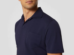 T-Shirt Crew Cotton Jersey Garment Dyed Polo T Shirt - Navy Blue