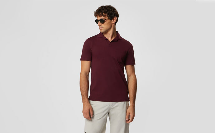 T-Shirt Crew Cotton Polo T Shirt - Dark Red