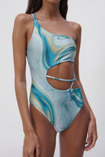Load image into Gallery viewer, Stormi Marble Printed Swimwear Strappy One Piece - Laguna Marble

