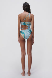 Stormi Marble Printed Swimwear Strappy One Piece - Laguna Marble