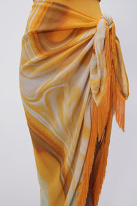 Eloise Marble Printed Cover-Ups Sarong Mini Skirt - Zinnia Marble