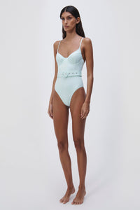 Noa Solid Swimwear Bustier One Piece - Seafoam