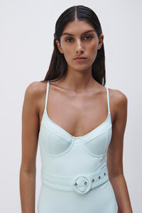 Noa Solid Swimwear Bustier One Piece - Seafoam